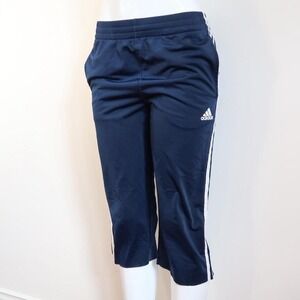 y2k adidas navy three stripe capri track pants sporty blokette size XL
